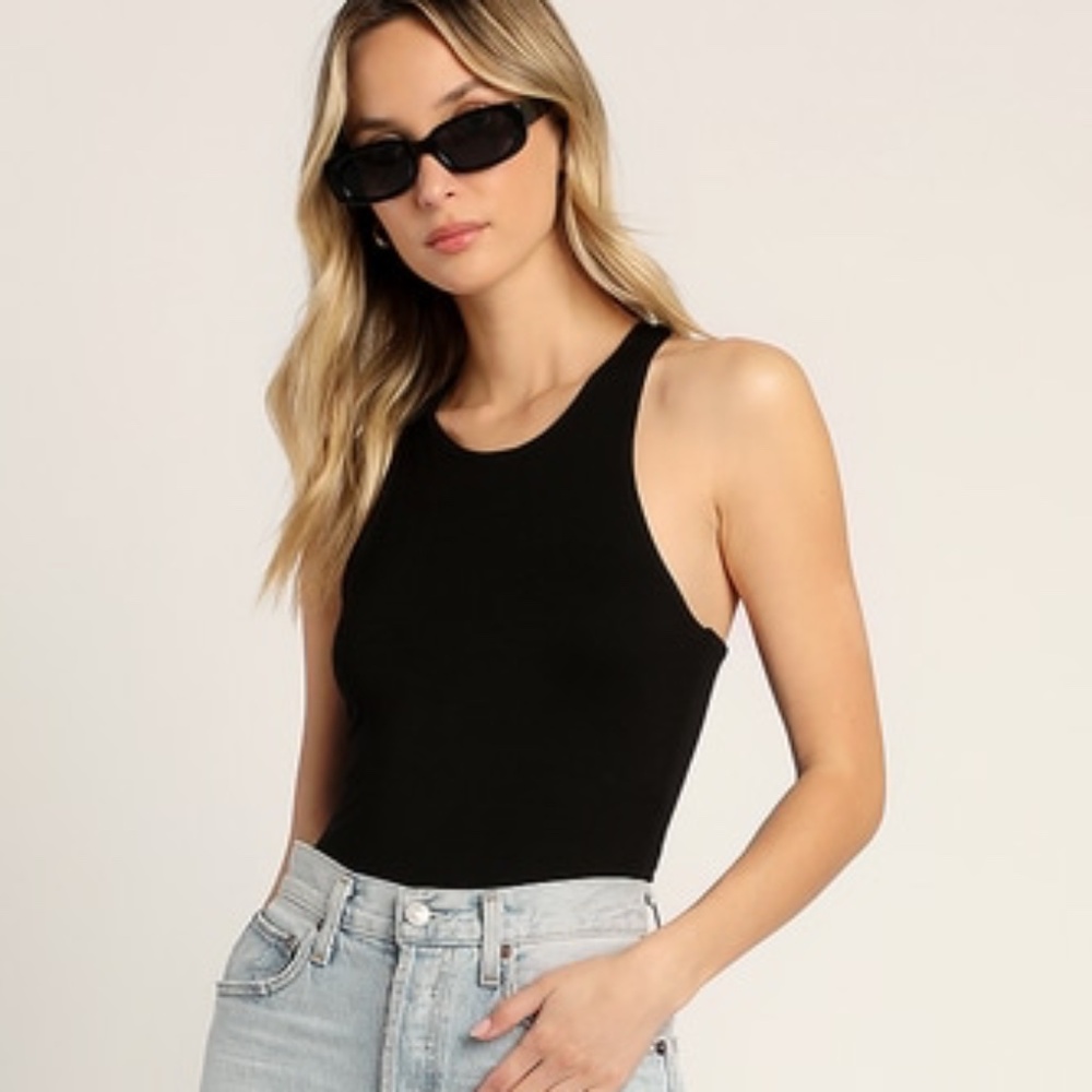 Lulus You Make It Easy Black Sleeveless Bodysuit - Size S